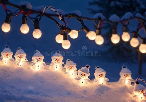 Snow Covered Christmas Lights In The Early Dawn Light Generative Ai