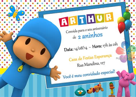 Convite Pocoyo Michy Arte Design Elo