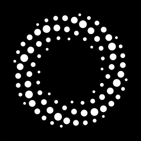 White Dotted Spiral Halftone Pattern Dots In Circle On Black