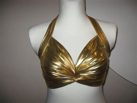 Shiny Gold Bra Top Belly Dance Tribal Costume Practice Tribal Fusion