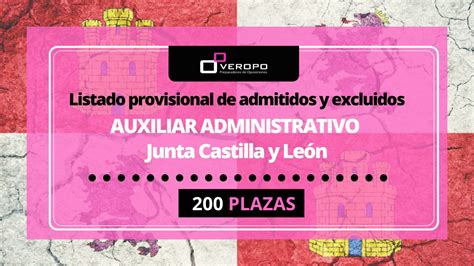 Listado Provisional De Admitidos Auxiliar Administrativo Junta Cyl