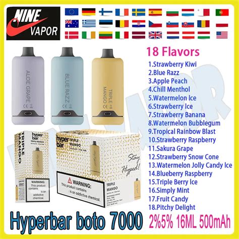 Authentic Hyperbar Boto 7000 Puff Disposable Electronic Cigarette 16ml