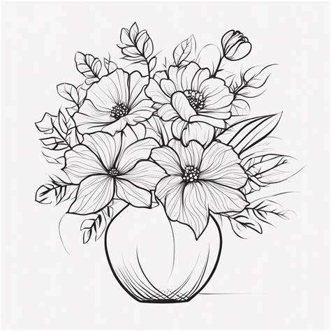 Flower Bouquet Colouring Page One Design Only Etsy