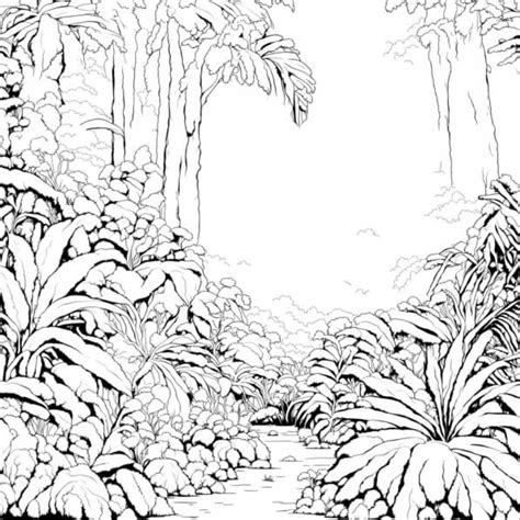 Download Jungle Scene Coloring Page For Nature Enthusiasts Coloring Pages Online Creative Fabrica