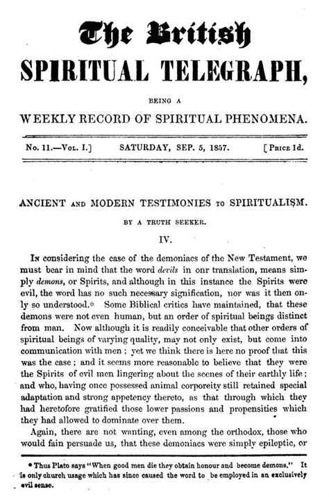 An Old Document With The Wordsthe British Spiritual Telegraphand It