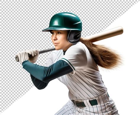 Premium PSD Female Softball Player Holding A Bat