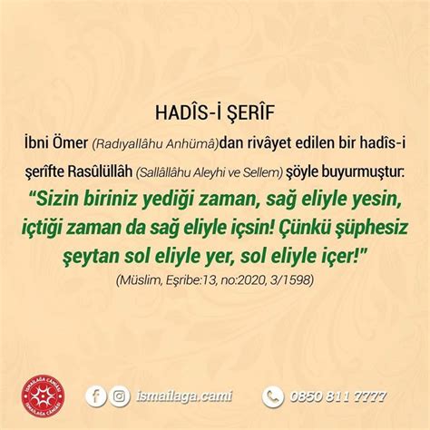 HADÎS İ ŞERÎF İbni Ömer Radıyallâhu Anhümâ dan rivâyet edilen bir