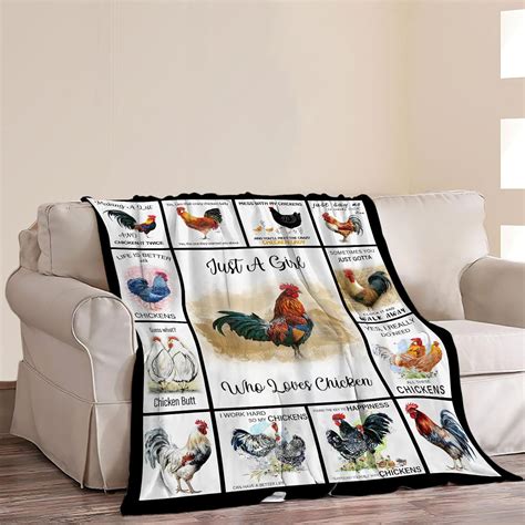 Chicken Blanket Rooster Decor Throw Blankets Cozy Fleece