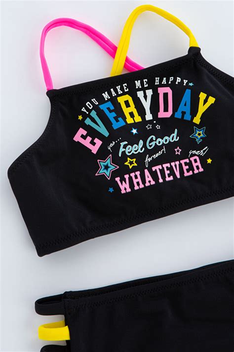 Kız Party Girl Halter Bikini Takımı PL Q H Z IY BK Siyah Penti