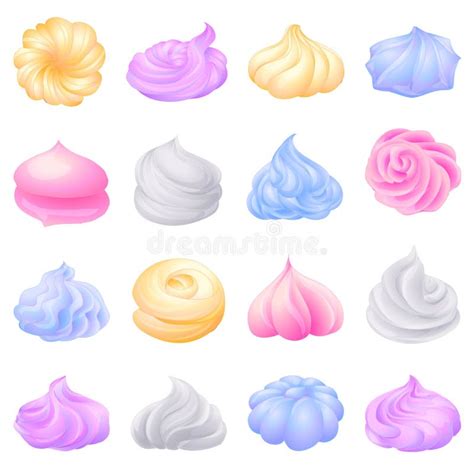 Meringue Icons Set Cartoon Vector Bakery Cake Stock Vector