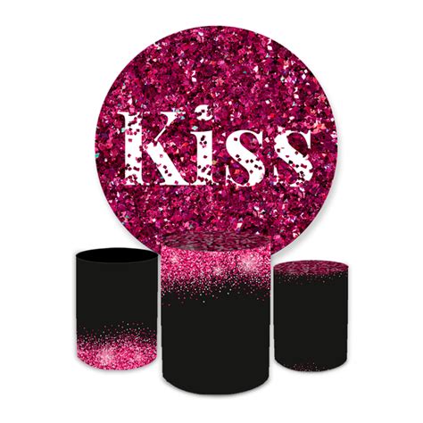 Kit Capa Painel Trio Cilindros Glitter Rosa Preto Kiss Loja