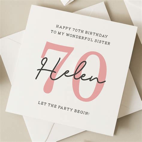 Personalised 70th Birthday Sister Card Birthday Card For Sister 70th