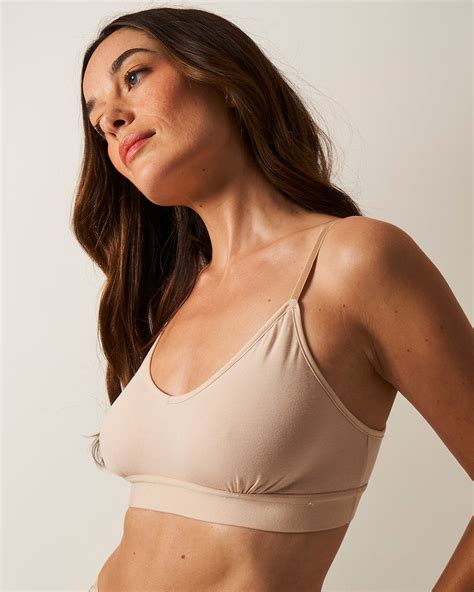 T Shirt Bra Sand Sustainable Tencel™ Nude Bralette Stripe And Stare