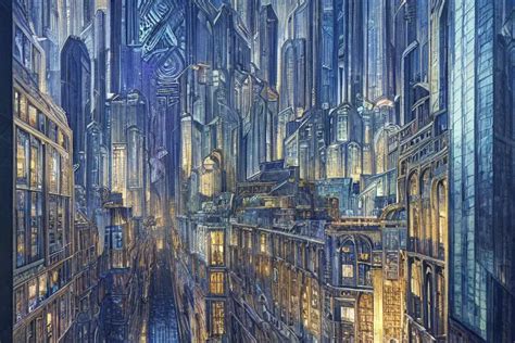 Beautiful Painting Of An Art Deco City Glowing Stable Diffusion