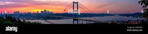 Panoramic Photo Of The Bosphorus Istanbul Landscape Beautiful Sunset