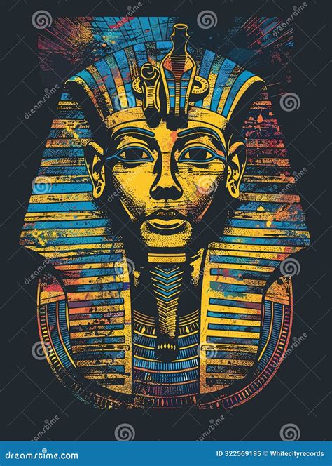 Egyptian Pharaohs Head Vector Illustration In Retro Style Stock