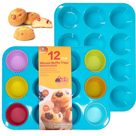 Katbite Silicone Muffin Pan Cupcake Pans 12 Cups Non Stick Bpa Free Cupcake Pans