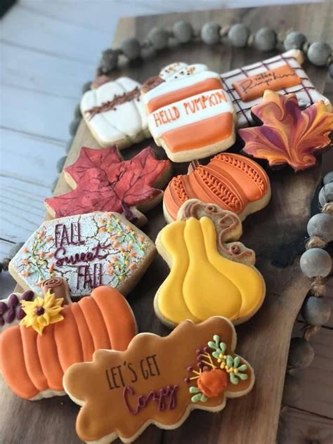 Fall Decorated Cookies Pumpkin Flower Fall Pumpkins Cookie