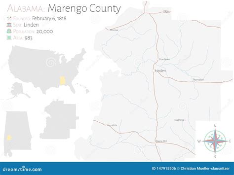 Alabama: Marengo County Map Vector Illustration | CartoonDealer.com ...