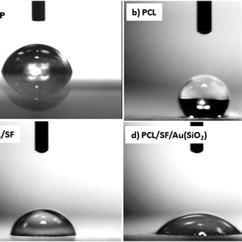 Water Contact Angle Of A Tcp B Pcl C Pclsf And D Download