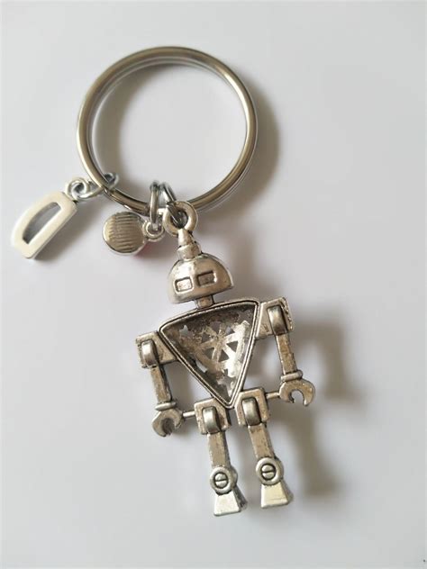 Personalized Robot Keychain Robot Key Ring Robot Charms Robot Etsy