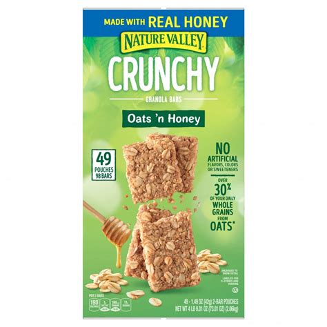 Nature Valley Crunchy Granola Bars 100 Natural Oats N Honey 49 Bars 73 1oz Box Garden Grocer