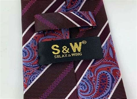 S W Shlax Wing Mens Classic Silk Plaid Neck Tie Wine Purple Red 56 X 3