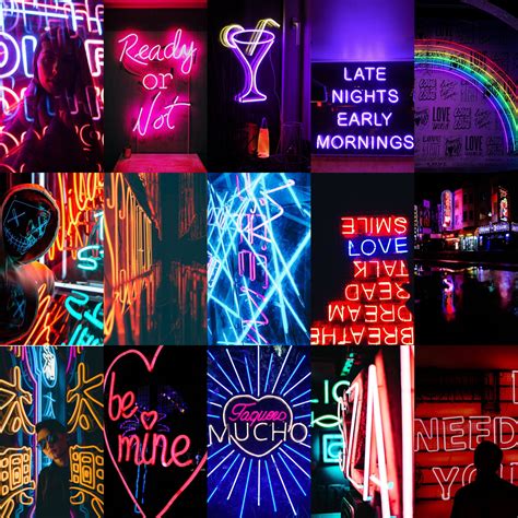 Neon Aesthetic Wall Collage Kit 60pcs Digital Download Etsy