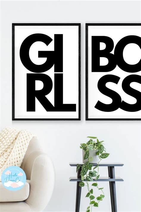 Girly Printable Office Decor For Women Girl Boss Printable Wall Art