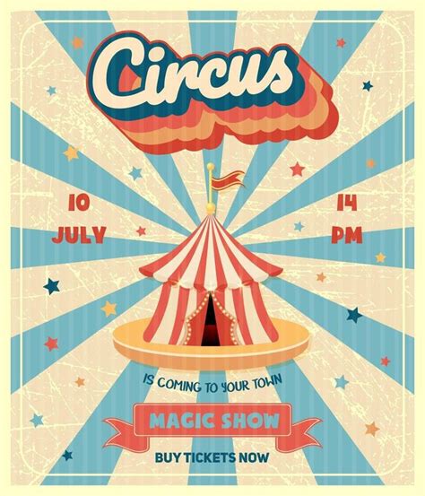 Afiche Publicitario De Circo Vintage Con Marquesina Y Textura Grunge