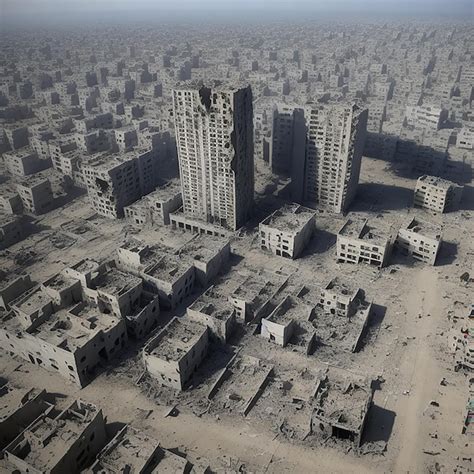 Premium AI Image | A view of the ruins of residential buildings in the ...