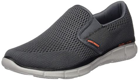 Skechers Equalizer Double S Slip On Sports Shoes In Charcoalorange