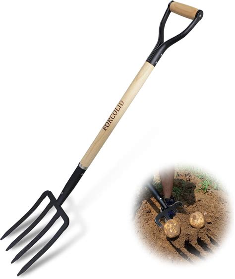 Forcolid Garden Fork 4 Tine Spading Digging Fork Pitch