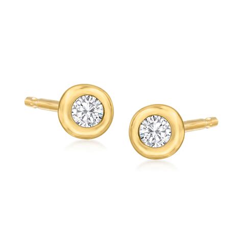 10 Ct Tw Bezel Set Diamond Stud Earrings In 14kt Yellow Gold Ross