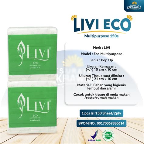 Jual Tissue Tisu Livi Eco Multipurpose Pop Up Tissue Refil Meja Makan