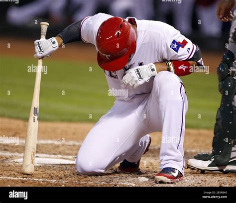 Texas Rangers Catcher Robinson Chirinos 61 Takes A Knee After Being