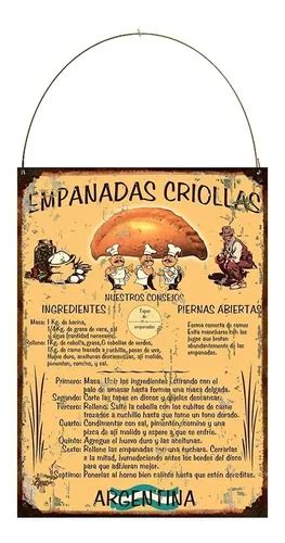 Cartel De Chapa Vintage Retro Receta Empanadas Criollas L En Venta