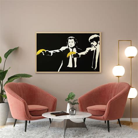 Banksy Pulp Fiction Bananas Wall Art Canvas Banksy Canvas Etsy