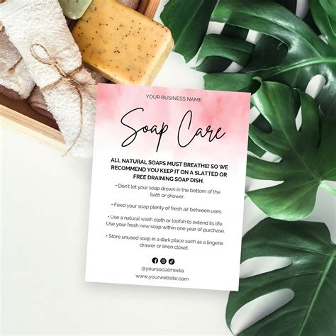 Editable Soap Care Card Template Handmade Soap Care Guide Etsy