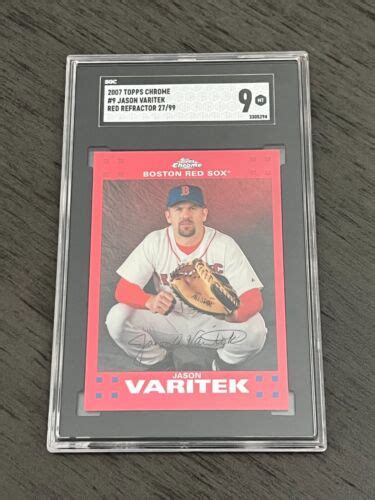 2007 Topps Chrome Jason Varitek Red Refractor 99 SGC 9 EBay