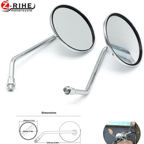 For Universal Round Silver Motorcycle Rear Mirror Motorbike Side