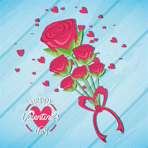 Tarjeta Del Día De San Valentín Con Rosas Vector Premium