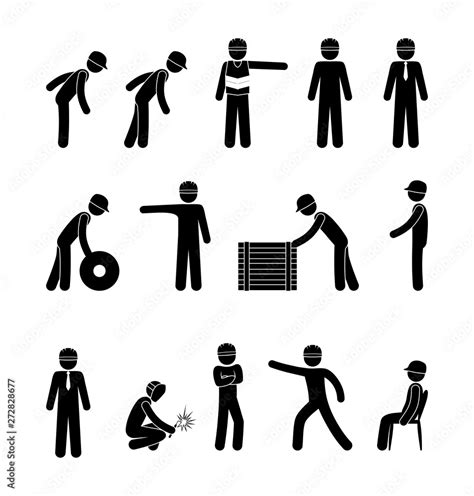 Vektorov Grafika Icon Working People Pictograms Set Man In Helmet