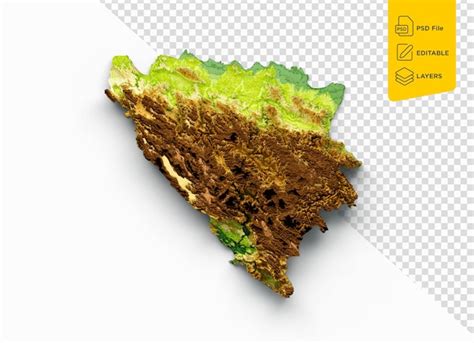 Premium Psd Bosnia And Herzegovina Map Shaded Relief Color Height Map