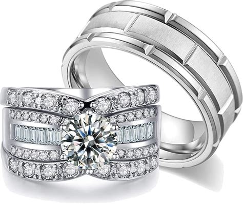 Mabella Couples Rings Her Cz Sterling Silver Engagement