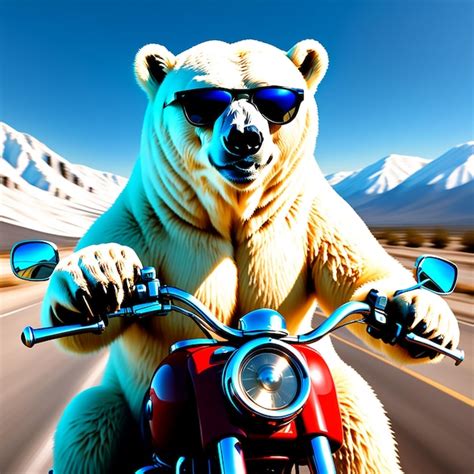 Premium Ai Image A Polar Bear Wearing Sunglasses Driving A Motorcycle