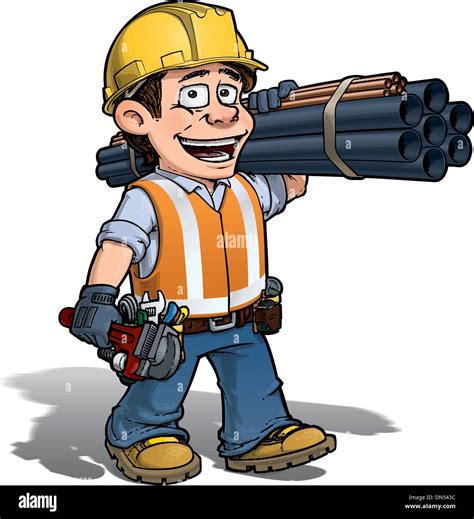 Construction Worker Carrying Pipes Stock Vector Images Alamy