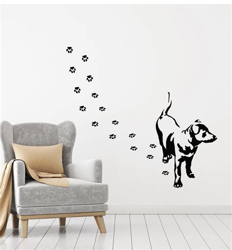 Vinyl Wall Decal Dog Pets Traces Puppy Animals House Sticker Mural G1