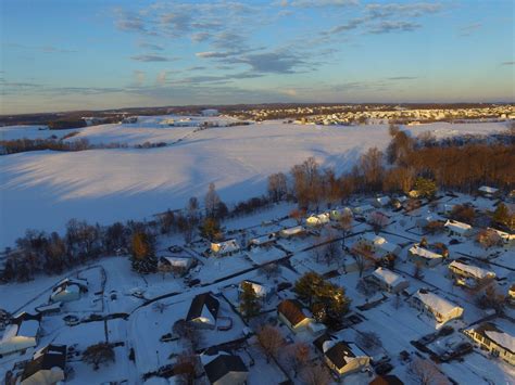 drones eye view  mt airy snow story   air  lance