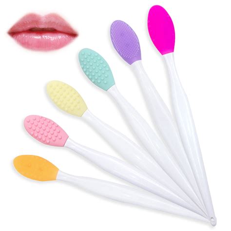 Kalevel Set Of 6 Silicone Lip Brush Tool Exfoliating Lip Scrub Brush Double Sided In Different